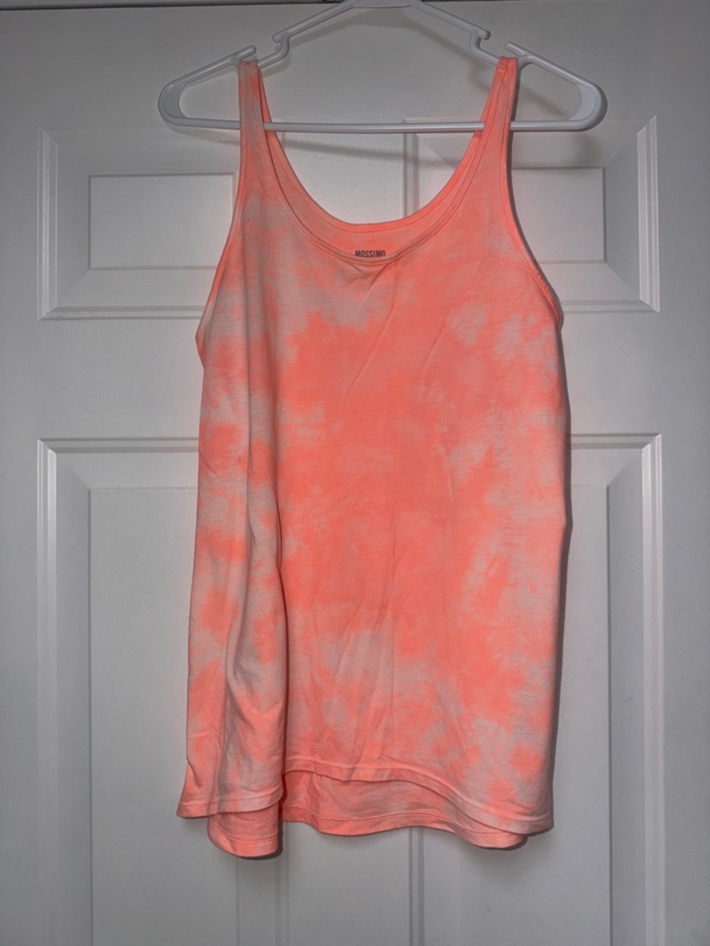 Mossimo Supply Co. Neon Coral & White Tie-Dye Scoop Tank